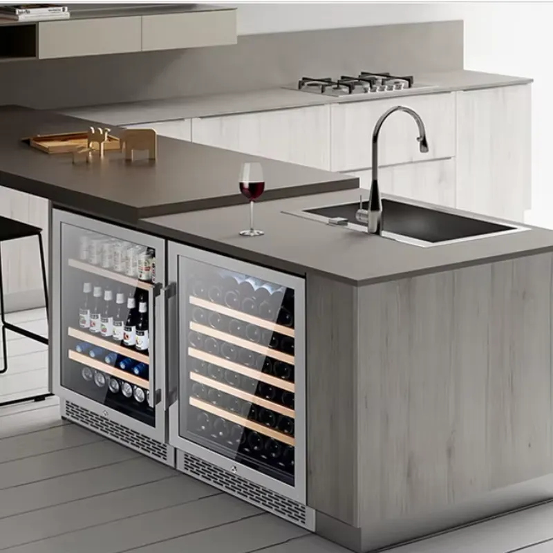 Wine Beer Fridge Cabinet - 48 Bottle Wine Fridge Dual Glass