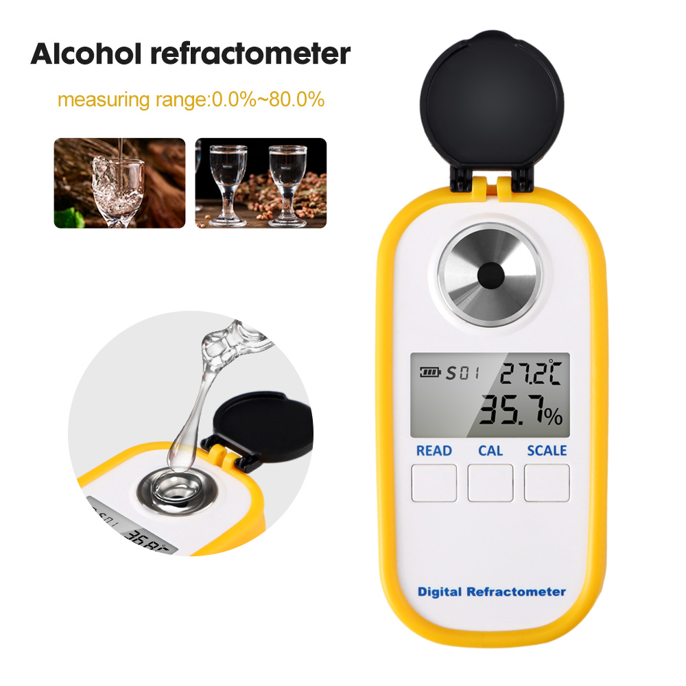 Wine To Beer Alcohol - Digital Alcohol Refractometer 0-80% High Accuracy